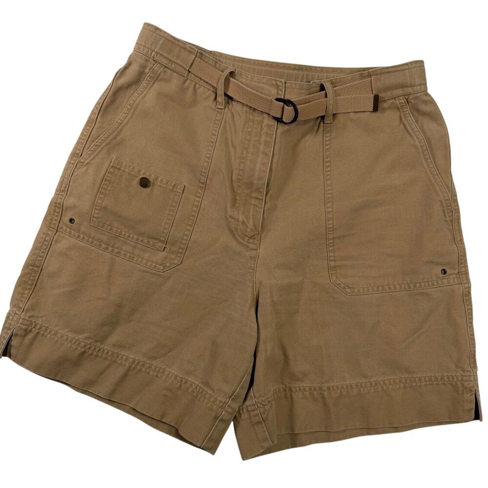 Lauren Ralph Lauren Women’s Size 8 Khaki Belted Shorts Cotton Tan High Waisted